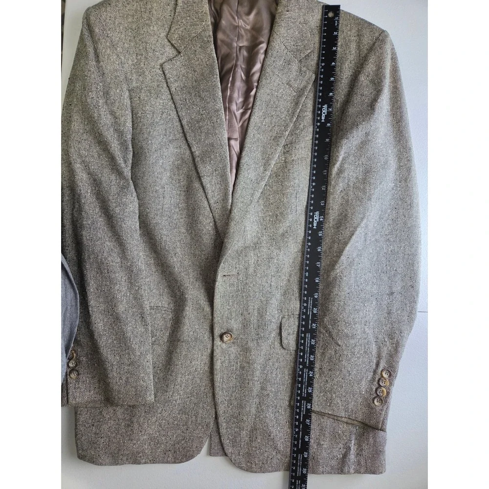 Deansgate Mens 40R Silk Blazer Sport Coat Grey‎ Tweed 2 Button Made in Lithuania